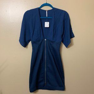 Free People NWT stretch zip-front denim dress